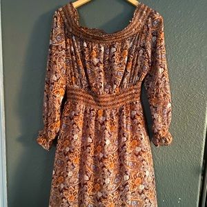 Forever 21 paisley off the shoulder midi dress